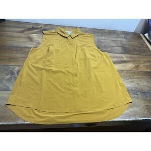 Athleta Urbanite II Tank Women's Size XLT Button-Up Yellow Sleeveless Shirt Top